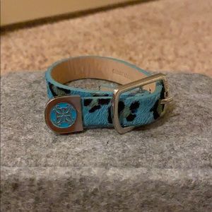 rustic cuff leopard blue bracelet